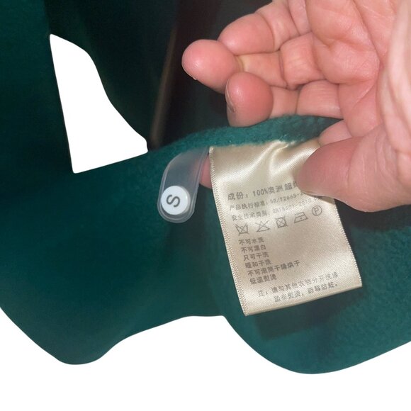 Womens Coat Size Small Green Wrap Robe Pockets Casual Belted Pure Wool - Picture 9 of 12